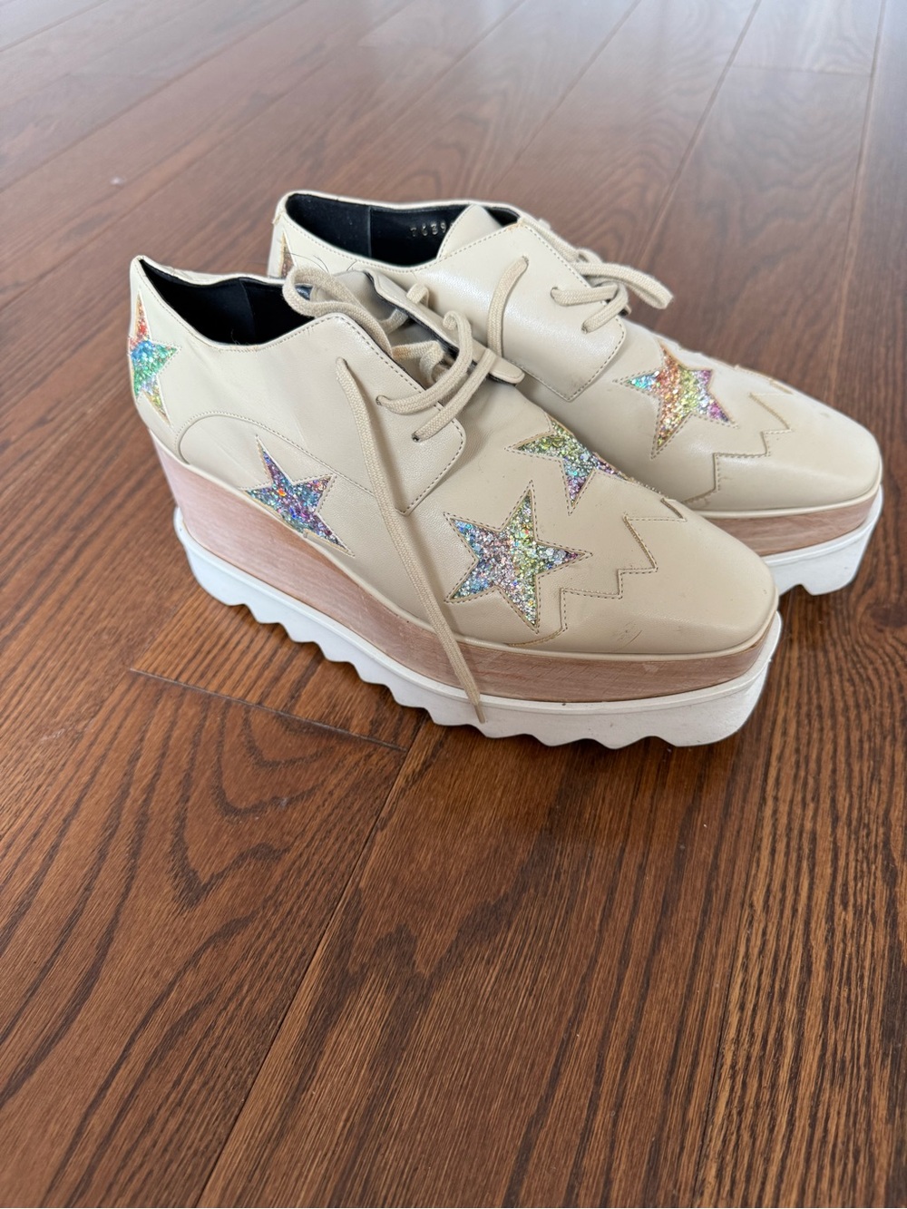 Stella McCartney Nude Elyse Platform Derbys Glitter Stars